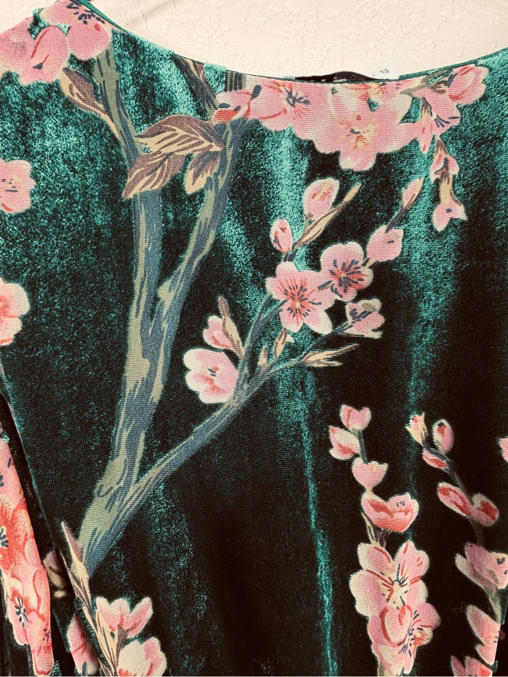 Baltic Born Uma Velvet Maxi Dress green with pink floral pattern Large GUC - Picture 9 of 13